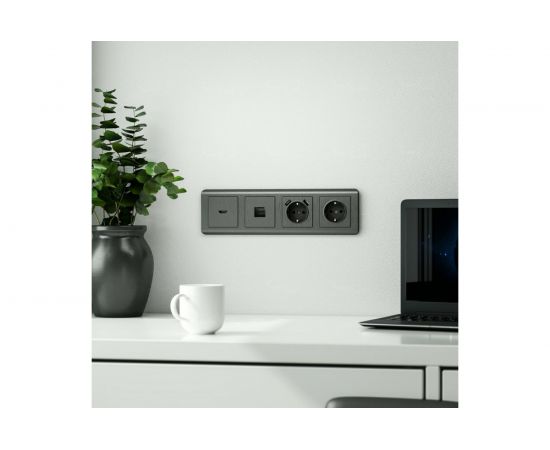 Розетка Werkel W1181004 Ethernet RJ-45 графит a050748 – изображение 2