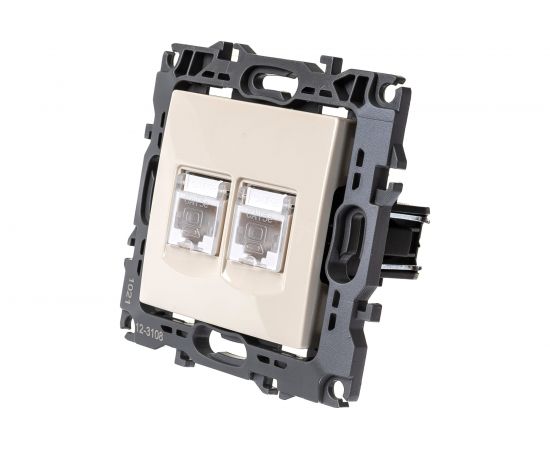 Информационная двойная розетка ЭРА 12-3108-02 2XRJ45, IP20, 12, слоновая кость Б0014730 – изображение 2