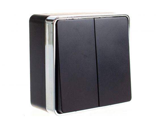 Выключатель WERKEL W5020035 двухклавишный Gallant черныйхром a050972 – изображение 2