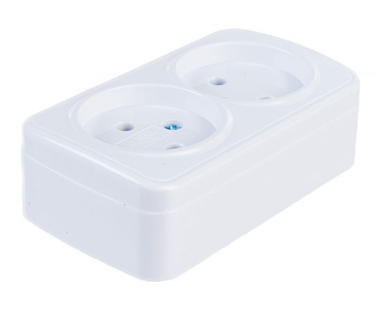 Розетка TDM двойная 2П открытой установки IP20 10А, белая ""Дача"" Народная SQ1824-0009 – изображение 3