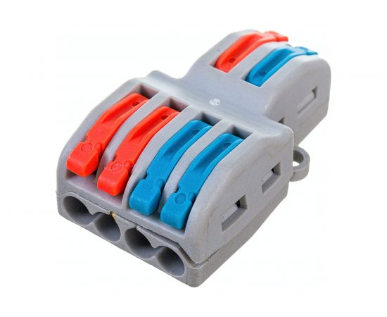 Строительно-монтажная клемма STEKKER 2-контактные группы 1 ввод, 3 вывода на полюс, LD222-424, 25шт, 39249 – изображение 3