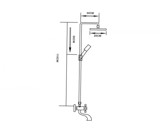 Душевая система Mixline смеситель1/2 керамика, с изливом + лейка 1 режим+ душевой шланг + тропический душ ML2419 530036 – изображение 3
