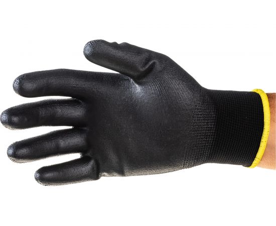 Полиэстеровые перчатки с полиуретановым покрытием Delta Plus цвет черный, р. 7 VE702PN07 – изображение 3