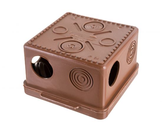 Распаячная коробка Урал ПАК для открытой проводки под темное дерево 80*80*50мм (квадратная),7 входов КО-92018080-032 – изображение 3