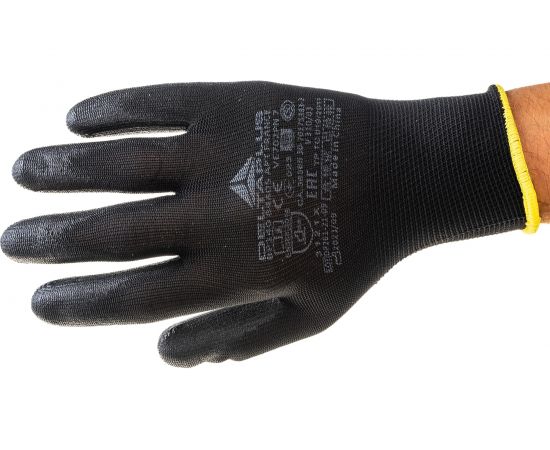 Полиэстеровые перчатки с полиуретановым покрытием Delta Plus цвет черный, р. 7 VE702PN07 – изображение 4