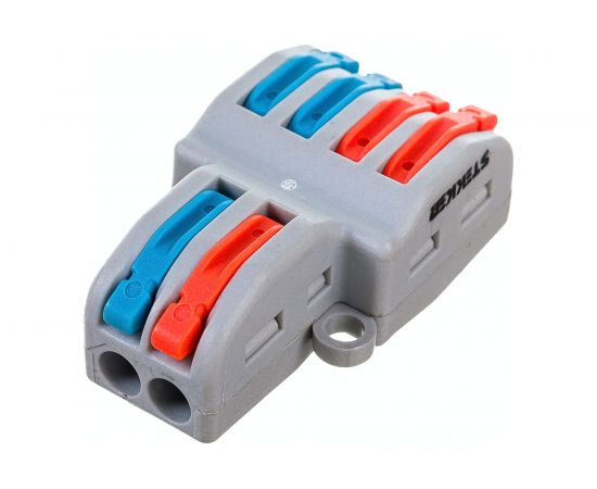 Строительно-монтажная клемма STEKKER 2-контактные группы 1 ввод, 3 вывода на полюс, LD222-424, 25шт, 39249 – изображение 4