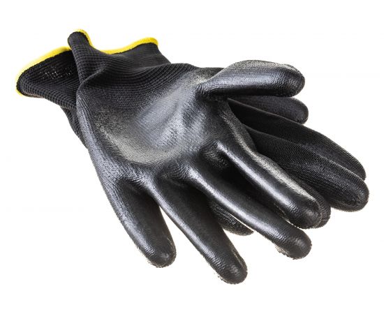 Полиэстеровые перчатки с полиуретановым покрытием Delta Plus цвет черный, р. 7 VE702PN07 – изображение 5