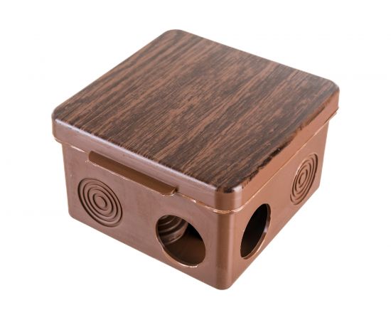 Распаячная коробка Урал ПАК для открытой проводки под темное дерево 80*80*50мм (квадратная),7 входов КО-92018080-032 – изображение 5