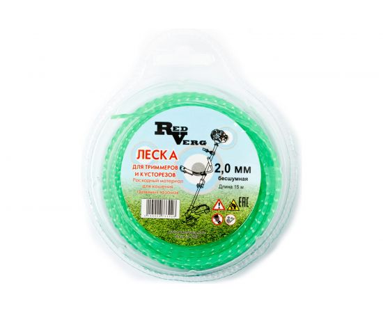 Леска для триммера 2,0 мм, 15 м, витая, бесшумная REDVERG 6622433 