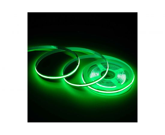 Светодиодная лента Apeyron 24В, 14Вт/м, COB, 512д/м, IP20, подложка 10мм, 5м, зеленый 00-367 