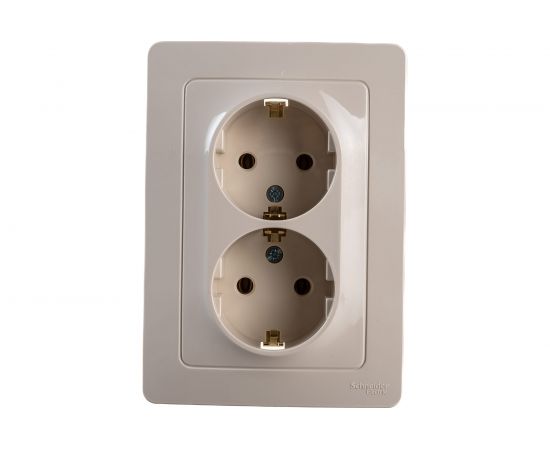 2-местная розетка Schneider Electric скрытой проводки Blanca 16А IP20 250В с заземлением без защитных шторок бежевый BLNRS001027 