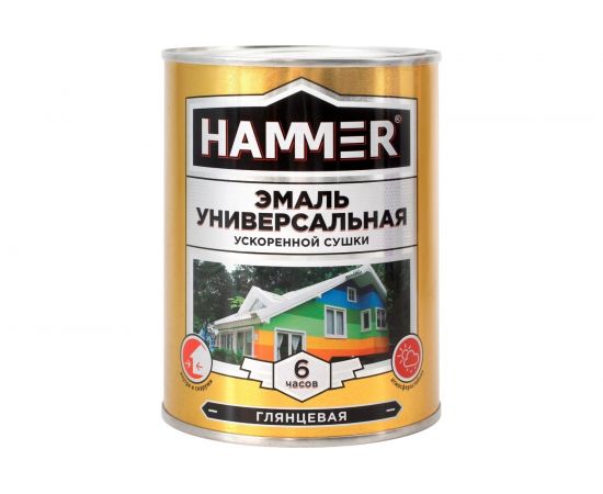 Универсальная эмаль ускоренной сушки HAMMER глянц. серая 0,9 кг ЭК000135032 