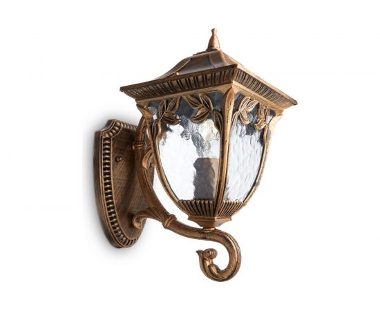 Садово-парковый светильник, четырехгранный на стену вверх 60W E27 230V, черное золото Feron PL4071 11483 