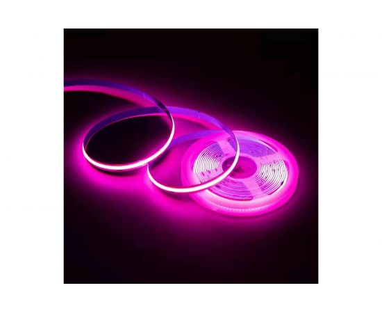 Светодиодная лента Apeyron 24В, 11Вт/м, COB, 352д/м, IP20, подложка 10мм, 5м, розовый/00-356 