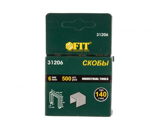 Скобы широкие Профи прямоугольные (6 мм; 500 шт.) FIT IT 31206 – изображение 2
