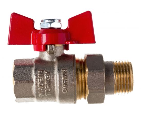 Шаровой кран с полусгоном американкой KALDE 1/2, ручка бабочка 0KV4832 – изображение 2