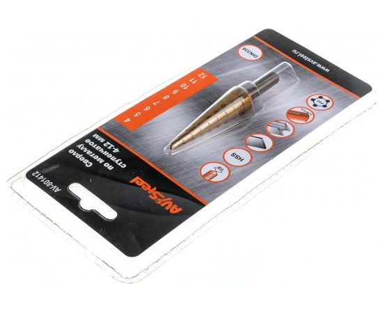 Сверло ступенчатое по металлу (4-12х48х68 мм; HSS) AV Steel AV-801412 – изображение 3