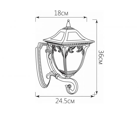 Садово-парковый светильник, четырехгранный на стену вверх 60W E27 230V, черное золото Feron PL4071 11483 – изображение 3