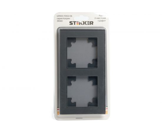 Горизонтальная 2-местная рамка STEKKER серия Катрин, GFR00-7002-06, графит 39540 – изображение 4
