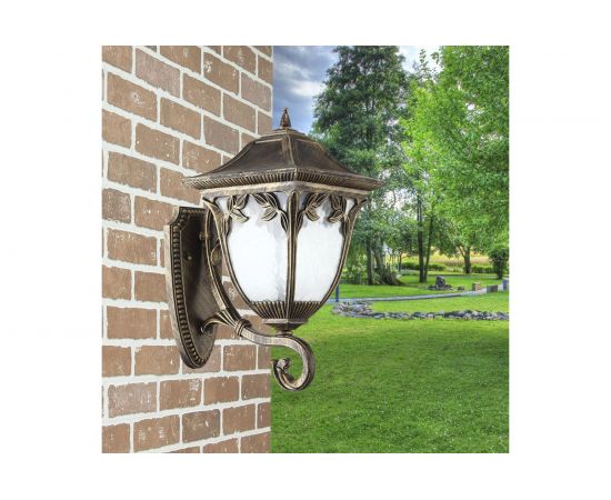 Садово-парковый светильник, четырехгранный на стену вверх 60W E27 230V, черное золото Feron PL4071 11483 – изображение 4