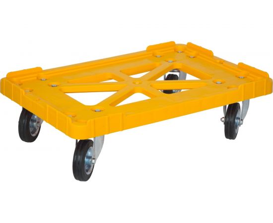 Тележка Тара.ру п/э 600х400 чёрные резиновые колёса, жёлтый 14380 