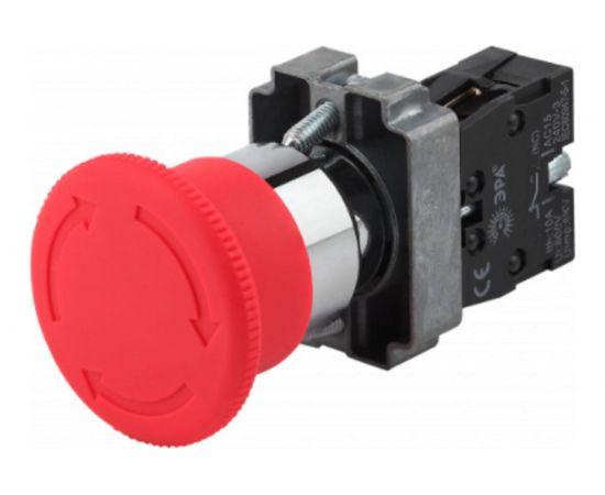 Кнопка управления ЭРА LAY5-BS542 Грибок, аварийная, с фиксацией, поворотная, 20/200/3200 Б0045646 