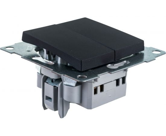 Механизм выключателя GUSI ELECTRIC Ugra 2 клавиши, СУ, 10А, 250В, графит С11В2-010 