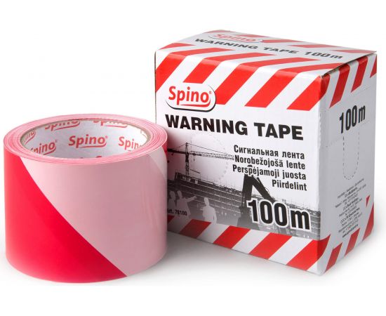 Сигнальная лента SPINO 70мм x 100м, красно - белая, PE 78100 