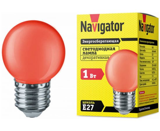 Светодиодная лампа NAVIGATOR 71 827 NLL-G45-1-230-R-E27 1Вт шар 71827 434029 – изображение 2