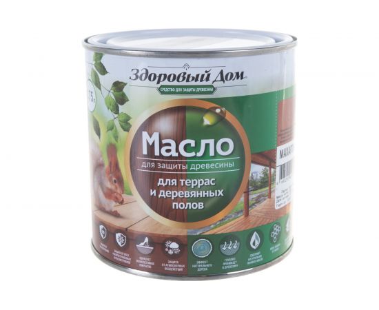 Масло для террас и деревянных полов Здоровый Дом махагон 0,75 л Лк-00009561 – изображение 2