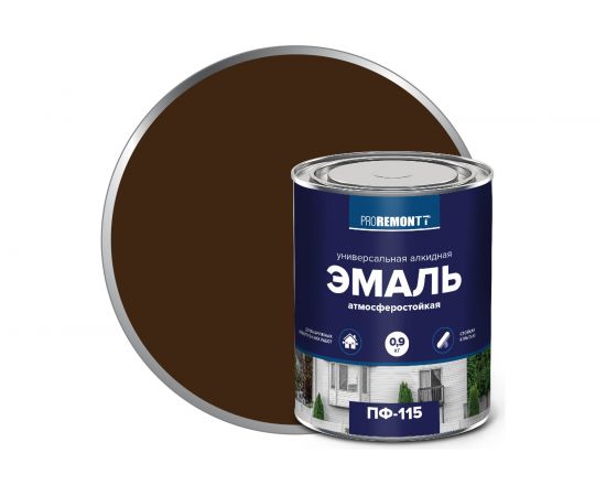 Эмаль PROREMONTT ПФ-115 коричневая, 0.9 кг Лк-00009795 