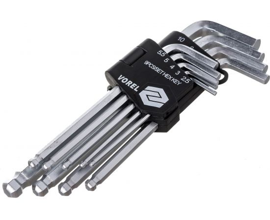 Набор шестигранников с шаром 9шт VOREL CrV 2,5-10мм 56475 