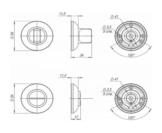 Поворотная ручка AJAX BK6 JR SN/CP-3 матовый никель/хром 41393 – изображение 2