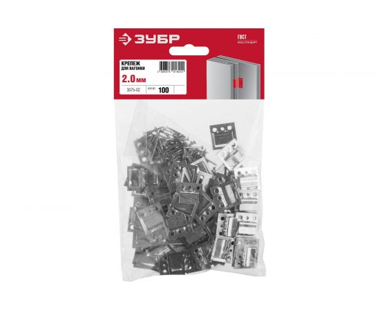 Крепеж для вагонки ЗУБР Кляймер цинк 2 мм 100 шт. 3075-02 – изображение 2