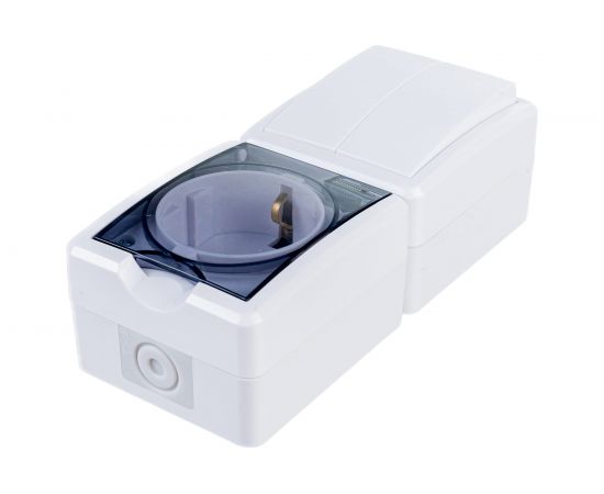 Вертикальный блок: розетка+двойной выключатель ЭРА Эксперт 11740801 IP54, 16A, 250В, ОУ Б0036006 – изображение 4