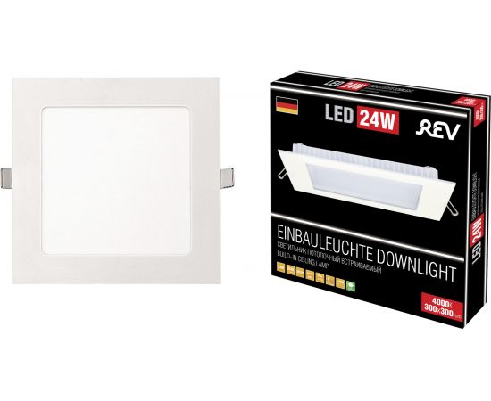 Светодиодная встраиваемая панель REV SuperSlim Quadro 24W, 4000К, квадрат, 300х300 28983 8 