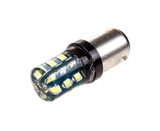 Автолампа диод S25 24 SMD диода BAY15d 2-контурная, белая SKYWAY S08201271 