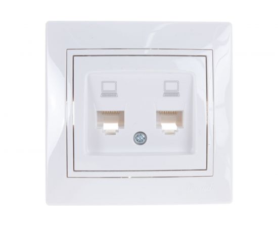 Двойная компьютерная розетка LEZARD MIRA белый с белой вставкой 701-0202-141 