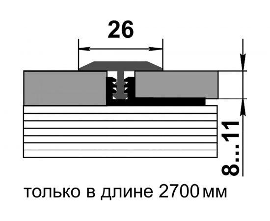 Порог одноуровневый алюминиевый Лука 26 мм, 2,7 м, анодированный, Шампань УТ000038797 – изображение 2