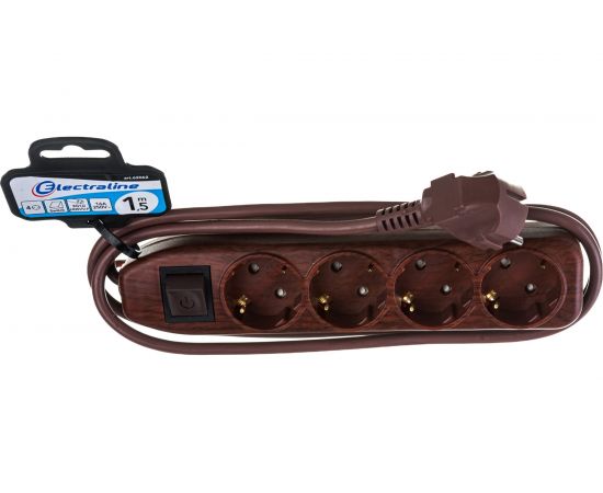 Сетевой удлинитель с выключателем, с заземлением и с защитой от детей, темное дерево Electraline 62062 – изображение 2