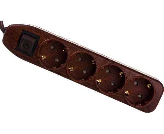 Сетевой удлинитель с выключателем, с заземлением и с защитой от детей, темное дерево Electraline 62062 – изображение 3