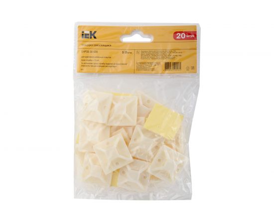 Самоклеящаяся площадка под хомуты IEK 30x30 белая 20 шт. ИЭК UHP30-30-020 – изображение 3