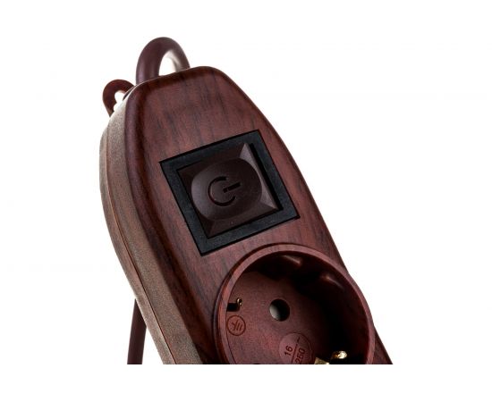 Сетевой удлинитель с выключателем, с заземлением и с защитой от детей, темное дерево Electraline 62062 – изображение 6