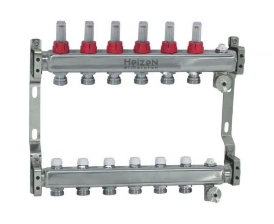 Коллекторная группа 1 Heizen нержавеющая сталь, 6 выходов на 3/4, IVR 802 180222506 