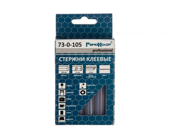 Стержни клеевые прозрачные (11x100 мм; 12 шт.) РемоКолор 73-0-105 