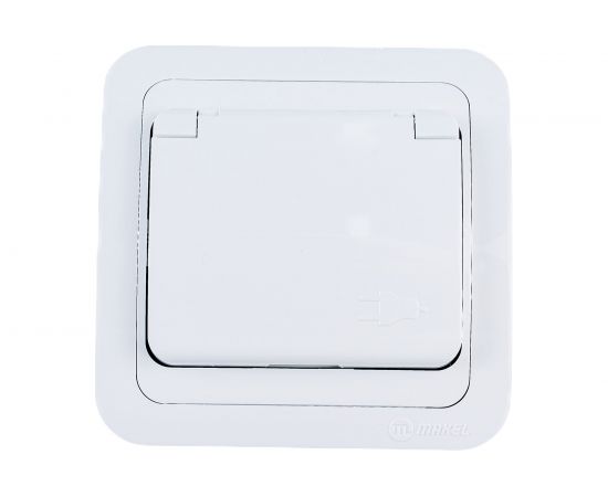 Розетка с крышкой, белая Makel Mimoza 12029 