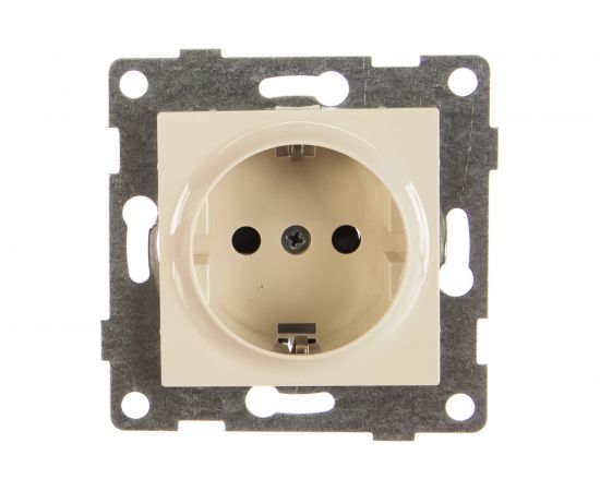 Розетка GUSI ELECTRIC Ugra МЕХ 1-ой с/з с з/ш, СУ, 16А, 250В, бежевый С11Р4-003 
