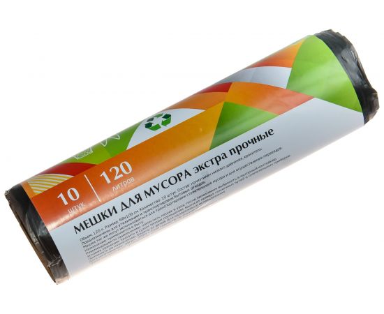 Мешки для мусора (10 шт; 120 л; 19 мкрн; 70х110см; ПНД) EUROHOUSE 9075 