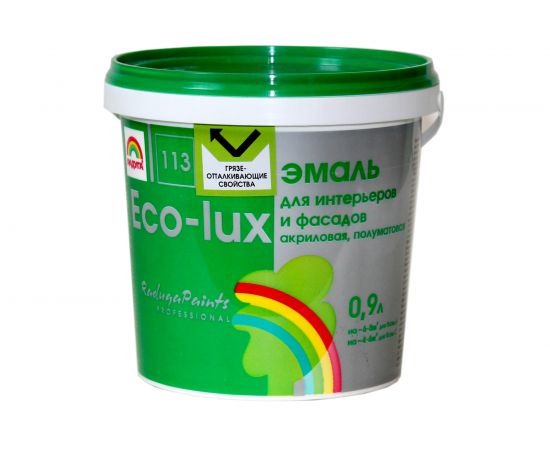 Универсальная эмаль Радуга Эко-Люкс ВД-АК 113 База А 0,9 л, под колеровку 141367 