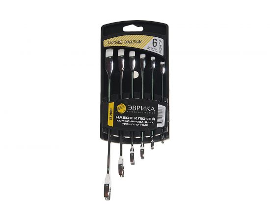 Набор комбинированных трещоточных ключей 6 предметов ЭВРИКА ER-20617 
